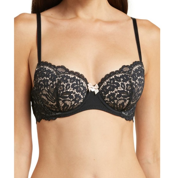NWT! Hunkemöller Rose Underwire Bra Caviar Black Lace 38B - Picture 2 of 15